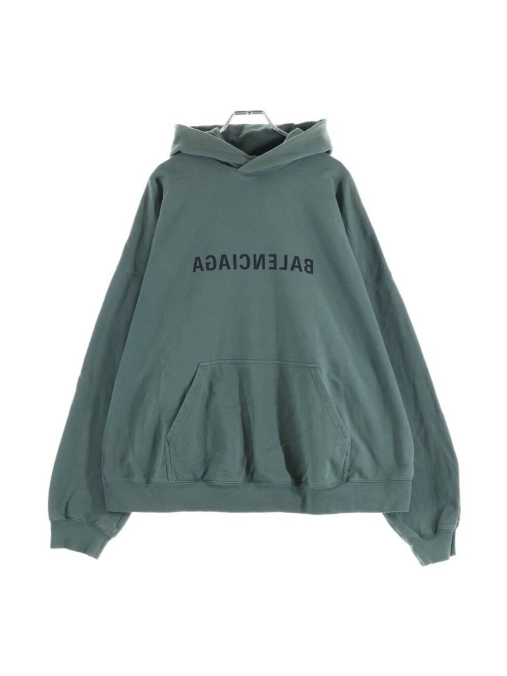 Balenciaga Mirror Logo Print Pullover Hoodie Khaki